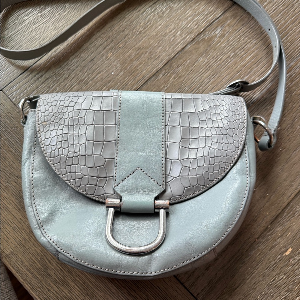 H by Halston Gray Croc-Embossed Crossbody Bag